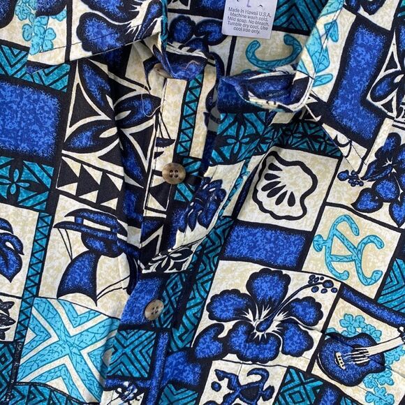 Hawaii Sz L Hawaiian Shirt Sz L 1/4 Button Down - Picture 3 of 11